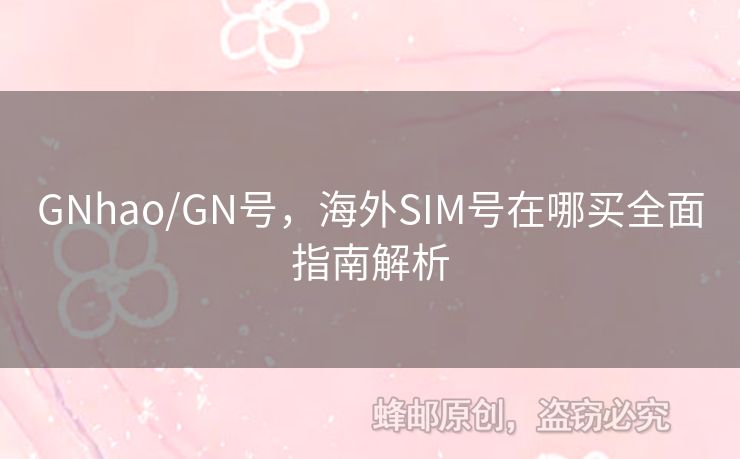 GNhao/GN號，海外SIM號在哪買全面指南解析