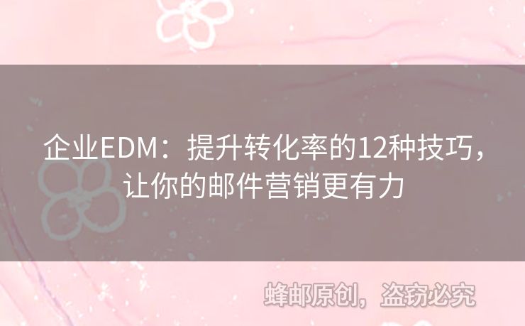企業(yè)EDM：提升轉(zhuǎn)化率的12種技巧，讓你的郵件營銷更有力