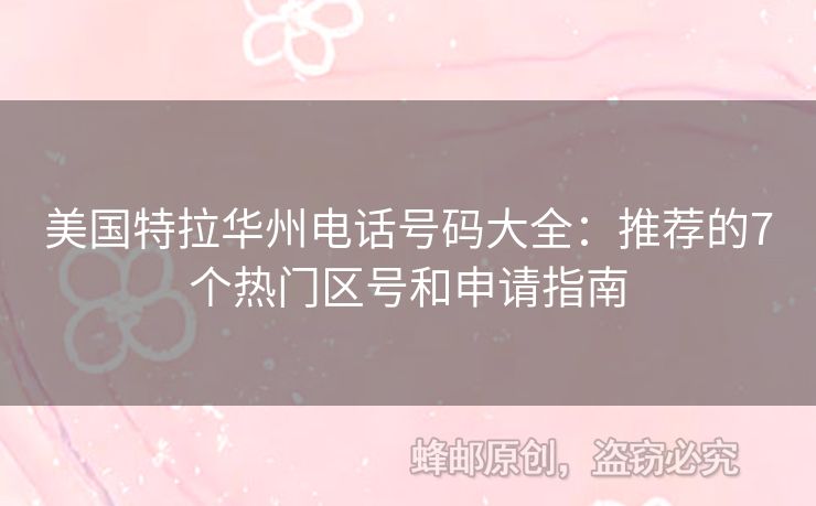 美國(guó)特拉華州電話號(hào)碼大全：推薦的7個(gè)熱門(mén)區(qū)號(hào)和申請(qǐng)指南