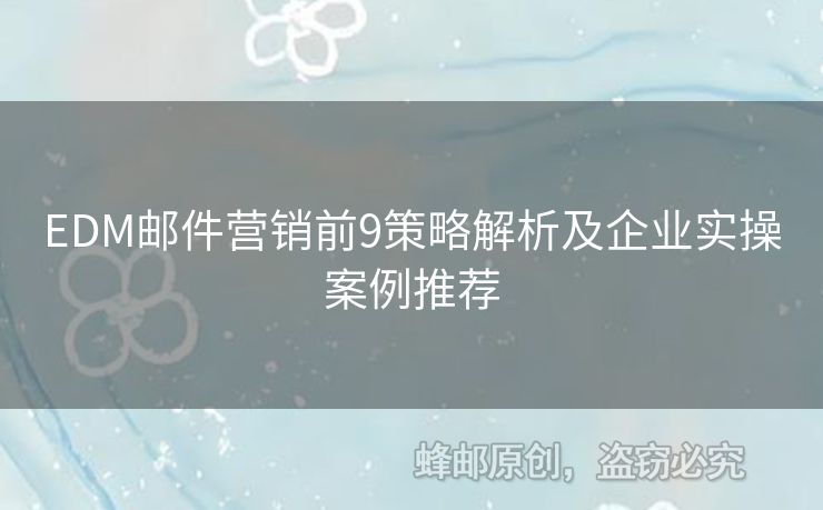 EDM郵件營(yíng)銷(xiāo)前9策略解析及企業(yè)實(shí)操案例推薦