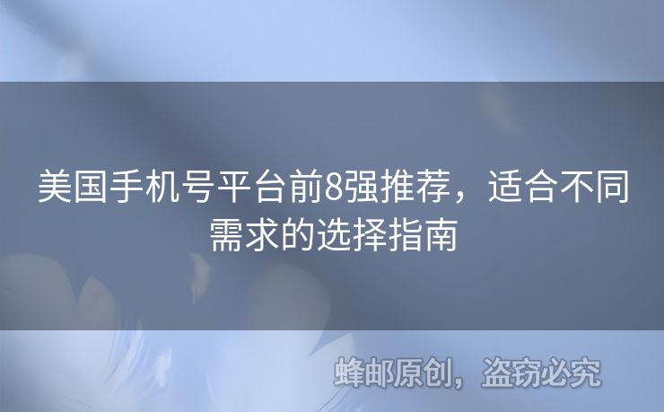 美國手機(jī)號(hào)平臺(tái)前8強(qiáng)推薦，適合不同需求的選擇指南