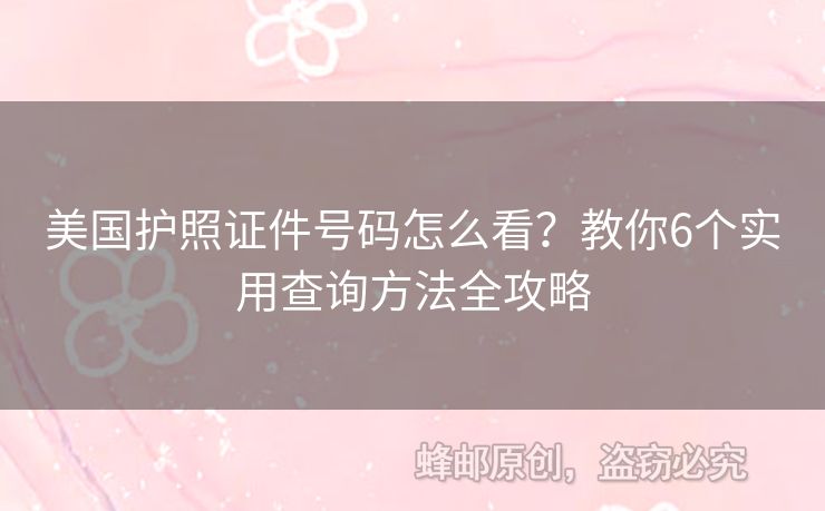 美國護(hù)照證件號碼怎么看？教你6個實(shí)用查詢方法全攻略