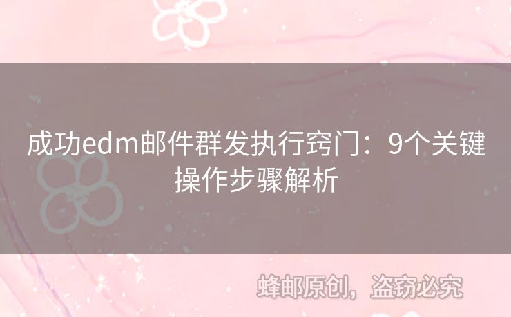 成功edm郵件群發(fā)執(zhí)行竅門：9個關(guān)鍵操作步驟解析