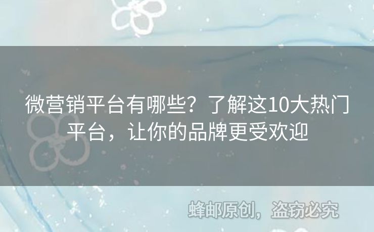 微營銷平臺有哪些？了解這10大熱門平臺，讓你的品牌更受歡迎