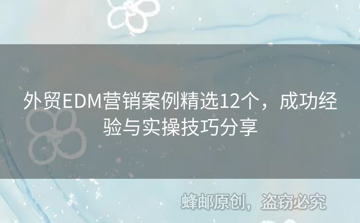 外貿(mào)EDM營銷案例精選12個(gè)，成功經(jīng)驗(yàn)與實(shí)操技巧分享