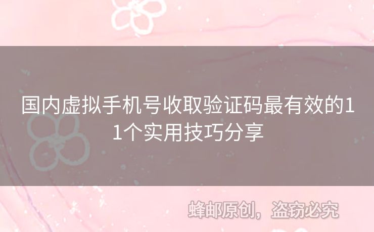 國(guó)內(nèi)虛擬手機(jī)號(hào)收取驗(yàn)證碼最有效的11個(gè)實(shí)用技巧分享