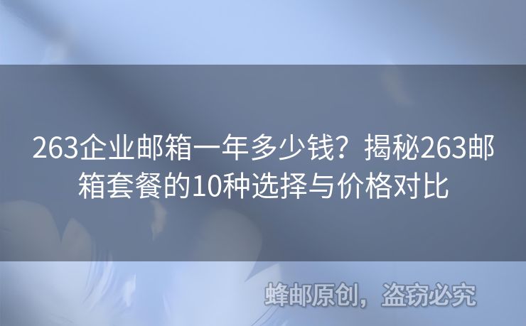 263企業(yè)郵箱一年多少錢？揭秘263郵箱套餐的10種選擇與價格對比