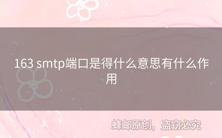163 smtp端口是得什么意思有什么作用