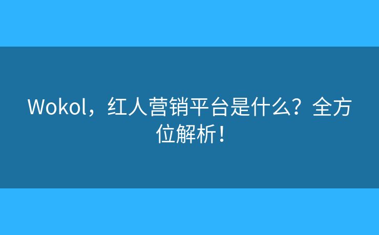 Wokol，紅人營銷平臺是什么？全方位解析！