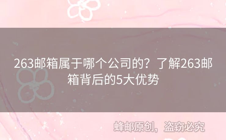 263郵箱屬于哪個公司的？了解263郵箱背后的5大優(yōu)勢