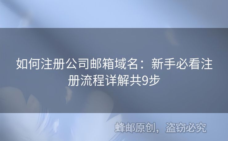 如何注冊公司郵箱域名：新手必看注冊流程詳解共9步