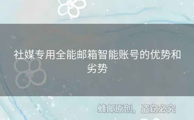 社媒專用全能郵箱智能賬號的優(yōu)勢和劣勢