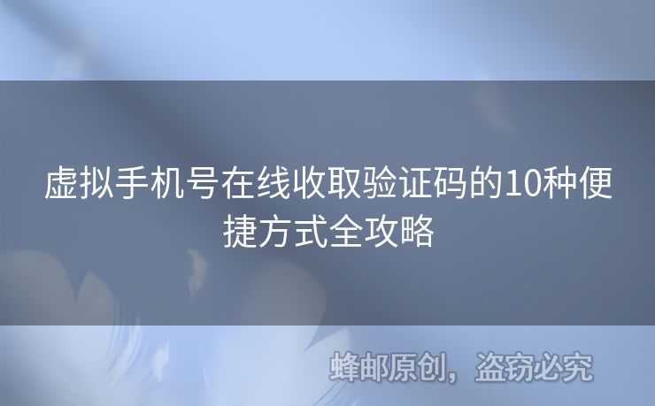 虛擬手機(jī)號在線收取驗(yàn)證碼的10種便捷方式全攻略