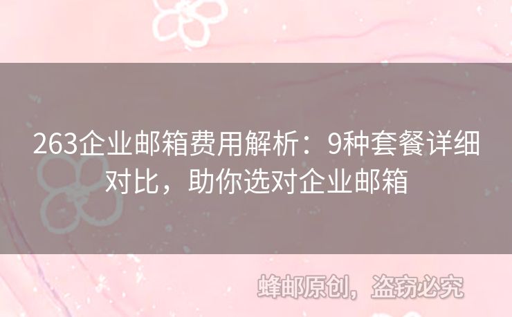 263企業(yè)郵箱費(fèi)用解析：9種套餐詳細(xì)對比，助你選對企業(yè)郵箱