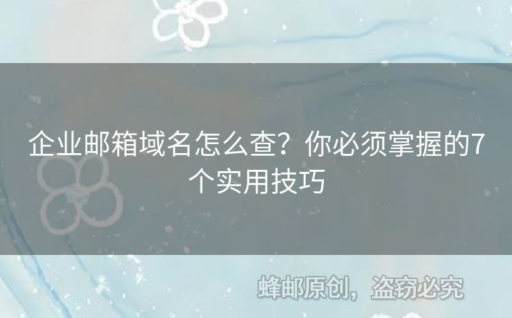 企業(yè)郵箱域名怎么查？你必須掌握的7個(gè)實(shí)用技巧