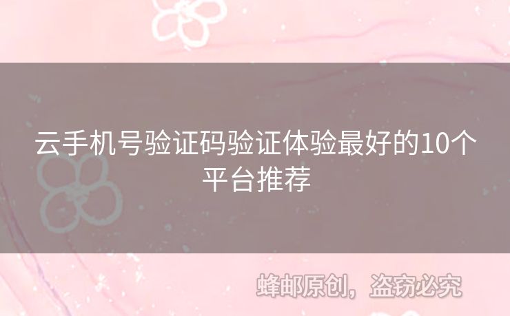 云手機(jī)號(hào)驗(yàn)證碼驗(yàn)證體驗(yàn)最好的10個(gè)平臺(tái)推薦