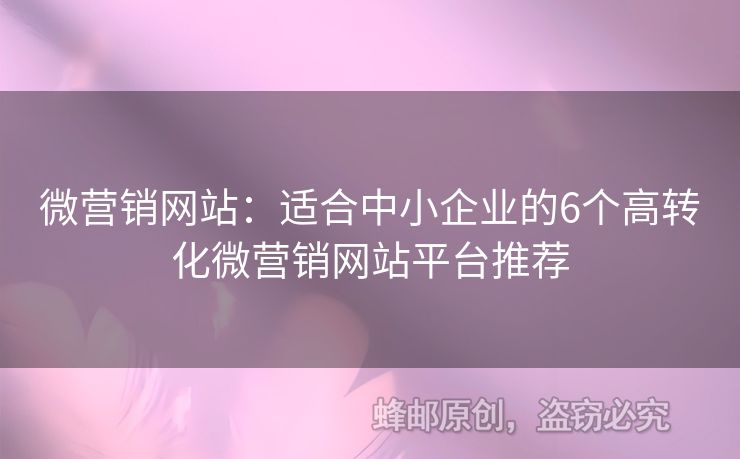 微營銷網(wǎng)站：適合中小企業(yè)的6個高轉(zhuǎn)化微營銷網(wǎng)站平臺推薦