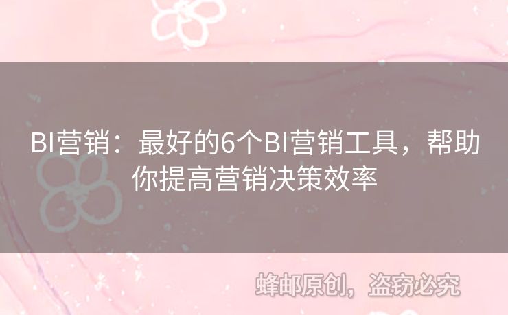 BI營(yíng)銷：最好的6個(gè)BI營(yíng)銷工具，幫助你提高營(yíng)銷決策效率