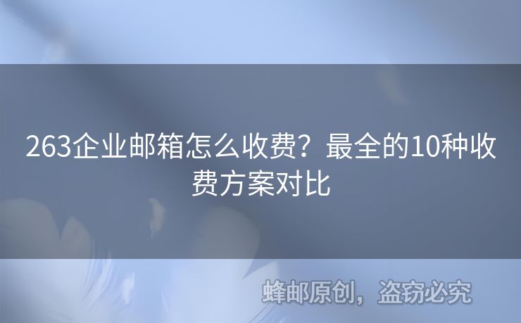 263企業(yè)郵箱怎么收費(fèi)？最全的10種收費(fèi)方案對(duì)比