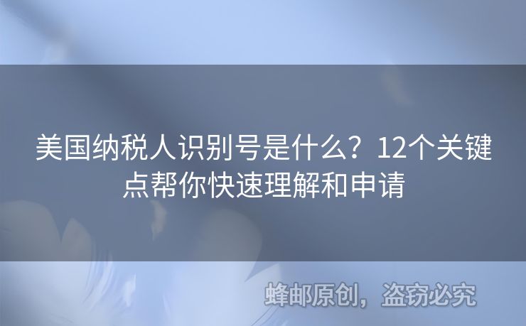 美國納稅人識別號是什么？12個關(guān)鍵點幫你快速理解和申請