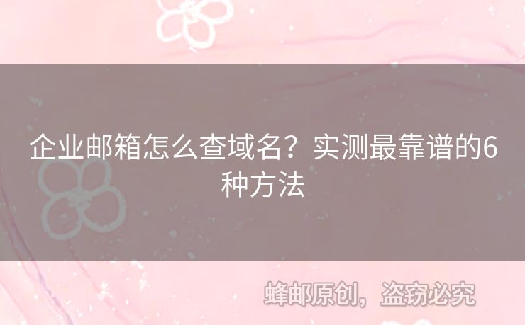 企業(yè)郵箱怎么查域名？實測最靠譜的6種方法