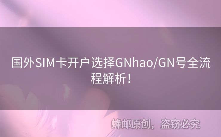 國外SIM卡開戶選擇GNhao/GN號全流程解析！