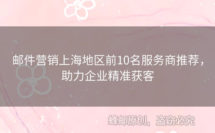 郵件營銷上海地區(qū)前10名服務(wù)商推薦，助力企業(yè)精準獲客