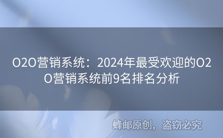 O2O營(yíng)銷系統(tǒng)：2024年最受歡迎的O2O營(yíng)銷系統(tǒng)前9名排名分析