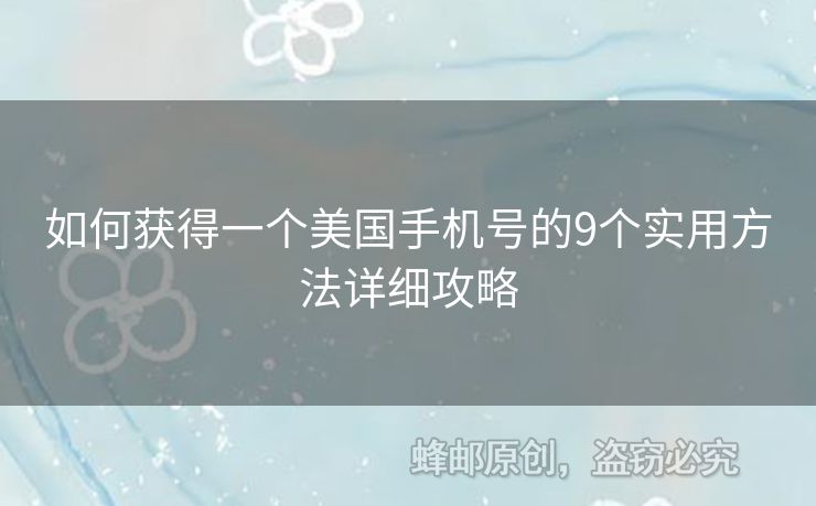 如何獲得一個(gè)美國(guó)手機(jī)號(hào)的9個(gè)實(shí)用方法詳細(xì)攻略