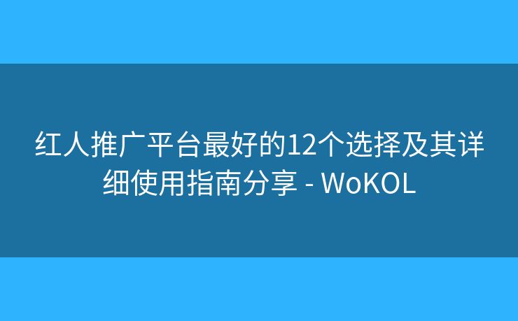 紅人推廣平臺(tái)最好的12個(gè)選擇及其詳細(xì)使用指南分享 - WoKOL
