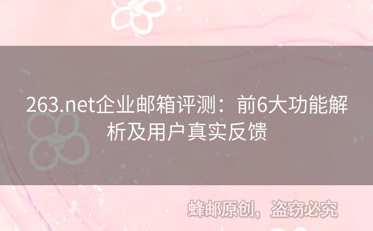 263.net企業(yè)郵箱評測：前6大功能解析及用戶真實(shí)反饋