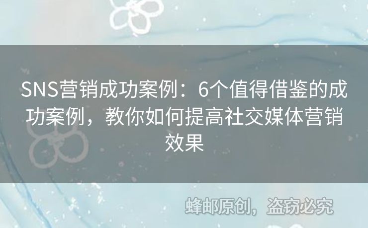 SNS營銷成功案例：6個(gè)值得借鑒的成功案例，教你如何提高社交媒體營銷效果