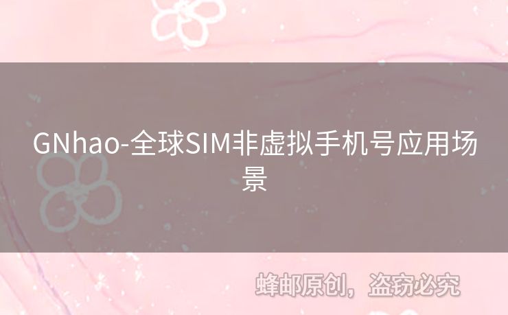 GNhao-全球SIM非虛擬手機(jī)號應(yīng)用場景