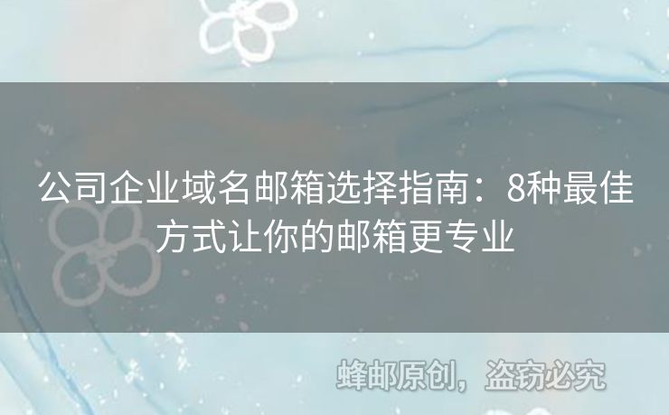 公司企業(yè)域名郵箱選擇指南：8種最佳方式讓你的郵箱更專業(yè)