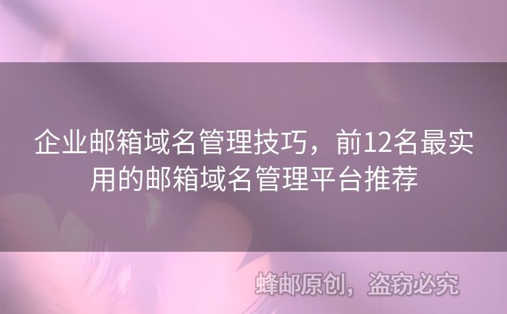 企業(yè)郵箱域名管理技巧，前12名最實用的郵箱域名管理平臺推薦