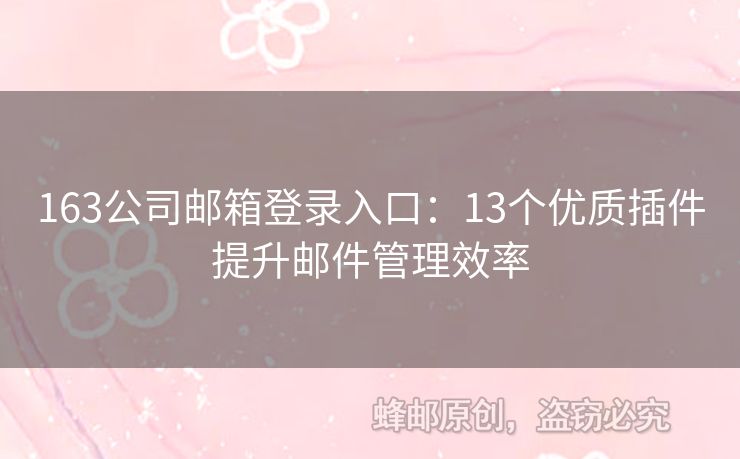 163公司郵箱登錄入口：13個優(yōu)質(zhì)插件提升郵件管理效率