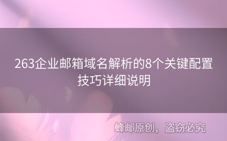 263企業(yè)郵箱域名解析的8個關(guān)鍵配置技巧詳細(xì)說明
