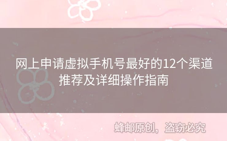 網(wǎng)上申請?zhí)摂M手機(jī)號最好的12個(gè)渠道推薦及詳細(xì)操作指南