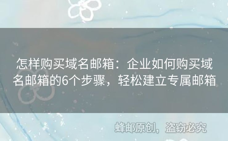 怎樣購(gòu)買(mǎi)域名郵箱：企業(yè)如何購(gòu)買(mǎi)域名郵箱的6個(gè)步驟，輕松建立專(zhuān)屬郵箱