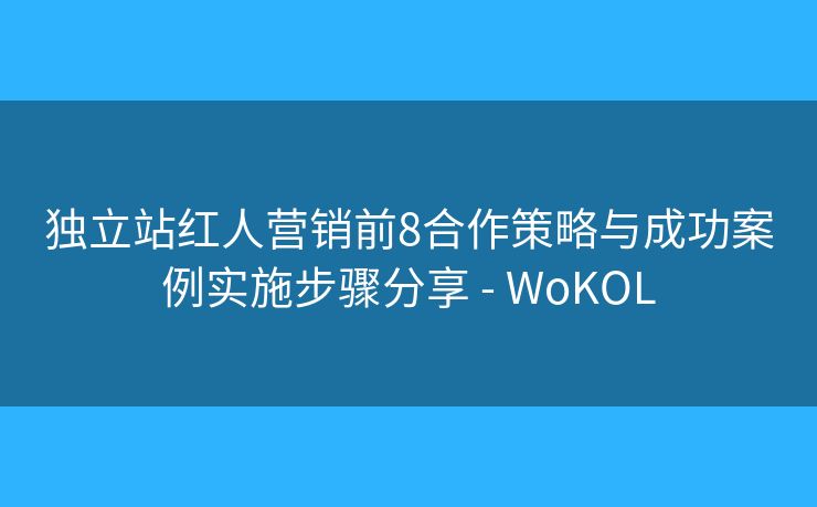 獨立站紅人營銷前8合作策略與成功案例實施步驟分享 - WoKOL
