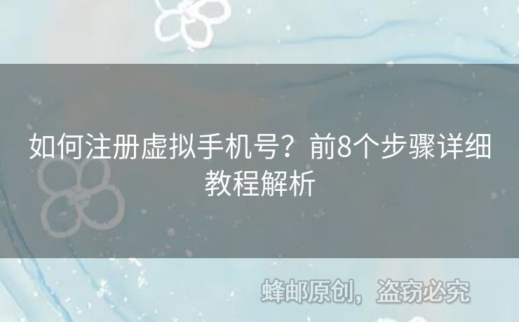 如何注冊(cè)虛擬手機(jī)號(hào)？前8個(gè)步驟詳細(xì)教程解析