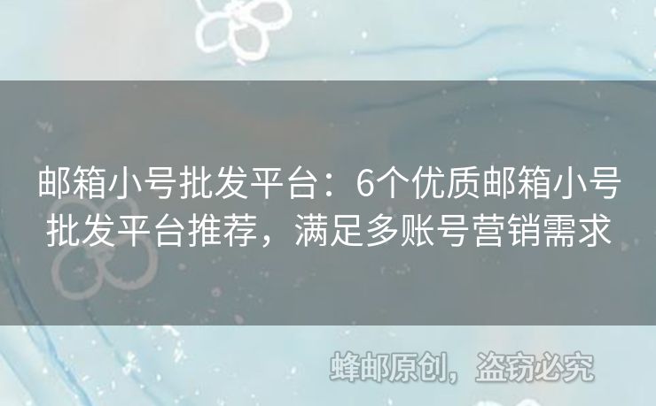 郵箱小號(hào)批發(fā)平臺(tái)：6個(gè)優(yōu)質(zhì)郵箱小號(hào)批發(fā)平臺(tái)推薦，滿足多賬號(hào)營(yíng)銷需求