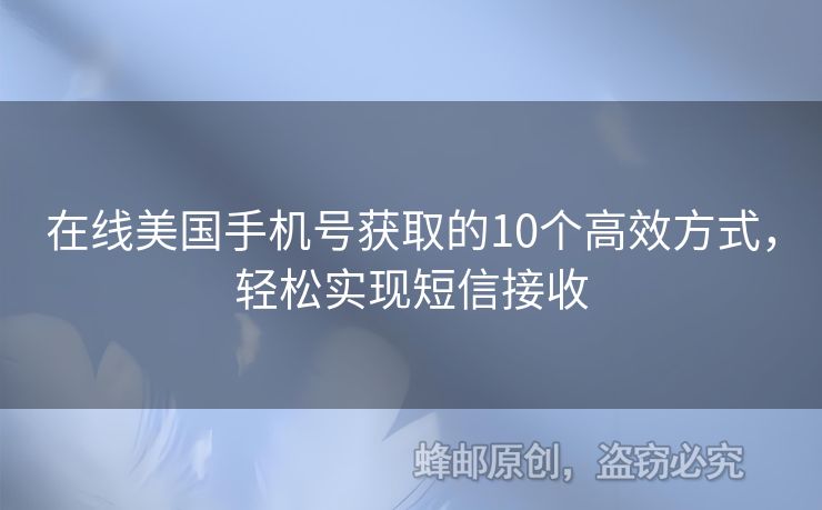 在線美國手機號獲取的10個高效方式，輕松實現(xiàn)短信接收