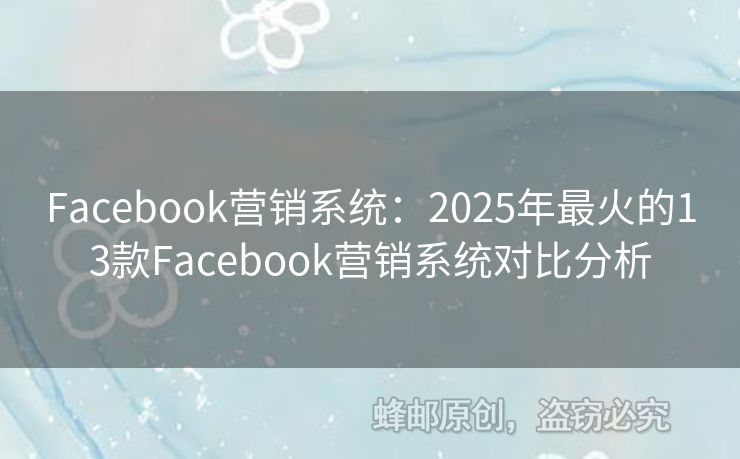 Facebook營銷系統(tǒng)：2025年最火的13款Facebook營銷系統(tǒng)對比分析