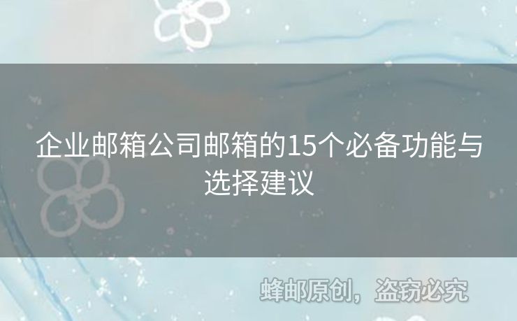 企業(yè)郵箱公司郵箱的15個(gè)必備功能與選擇建議