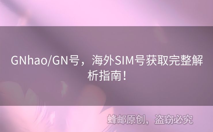 GNhao/GN號(hào)，海外SIM號(hào)獲取完整解析指南！