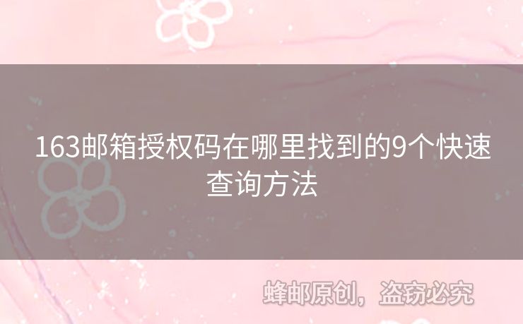 163郵箱授權(quán)碼在哪里找到的9個快速查詢方法