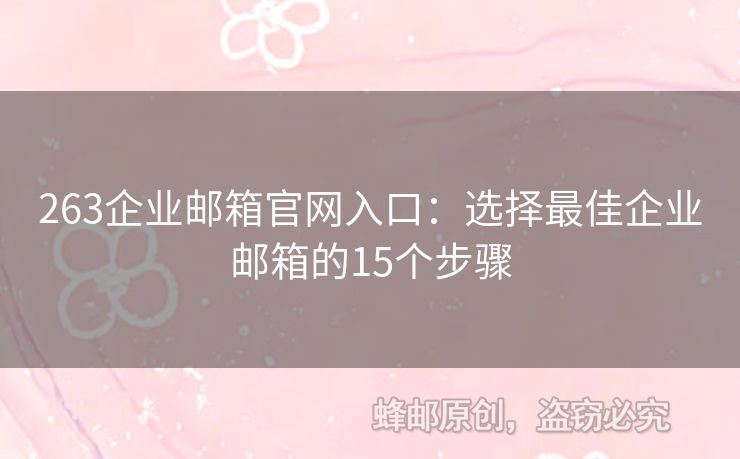 263企業(yè)郵箱官網(wǎng)入口：選擇最佳企業(yè)郵箱的15個(gè)步驟