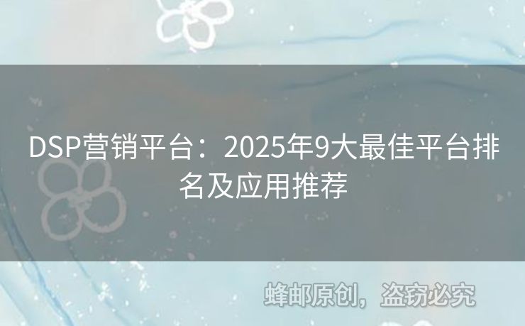DSP營(yíng)銷平臺(tái)：2025年9大最佳平臺(tái)排名及應(yīng)用推薦