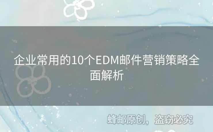 企業(yè)常用的10個(gè)EDM郵件營(yíng)銷(xiāo)策略全面解析